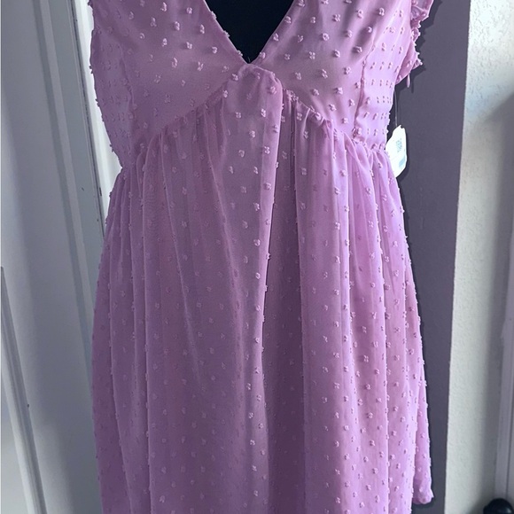 Pink Ruffle Sleeve Dress Size M Altered State - Picture 9 of 9